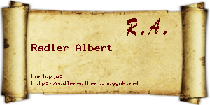 Radler Albert névjegykártya